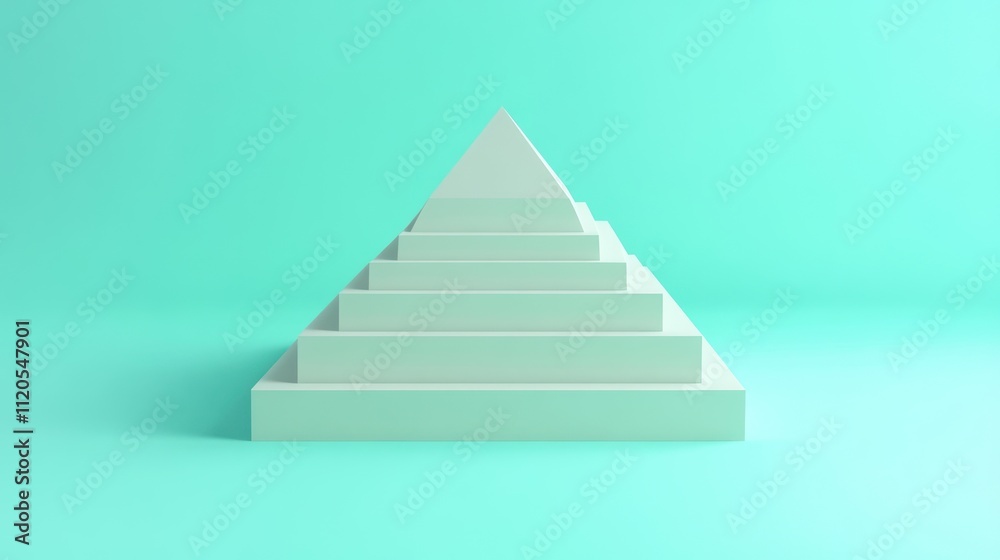 Poster white pyramid structure on aqua background