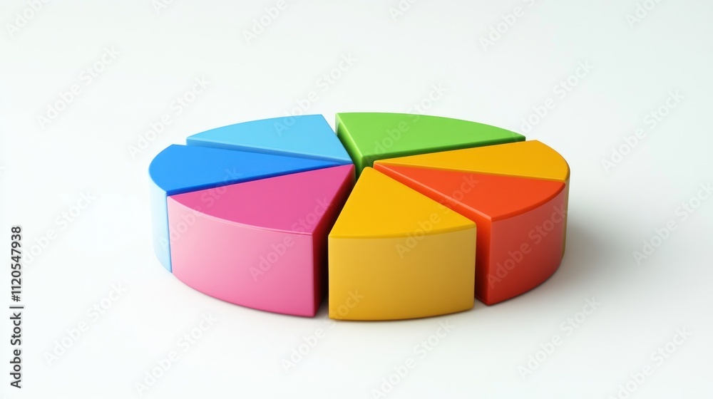 Poster Colorful three dimensional pie chart data representation