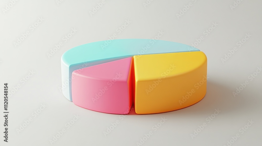 Aufkleber three dimensional pastel pie chart data representation