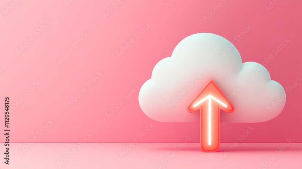 Poster pink cloud uploading data to the cloud