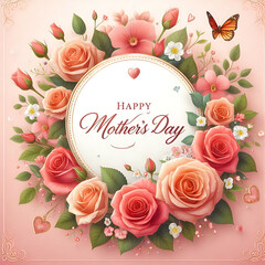 Mothers day greeting card.Happy Mothers Day concept. beautiful bouquet of colorful spring flowers. roses, ranunculus,daisy, gerber.Postcard with flowers
