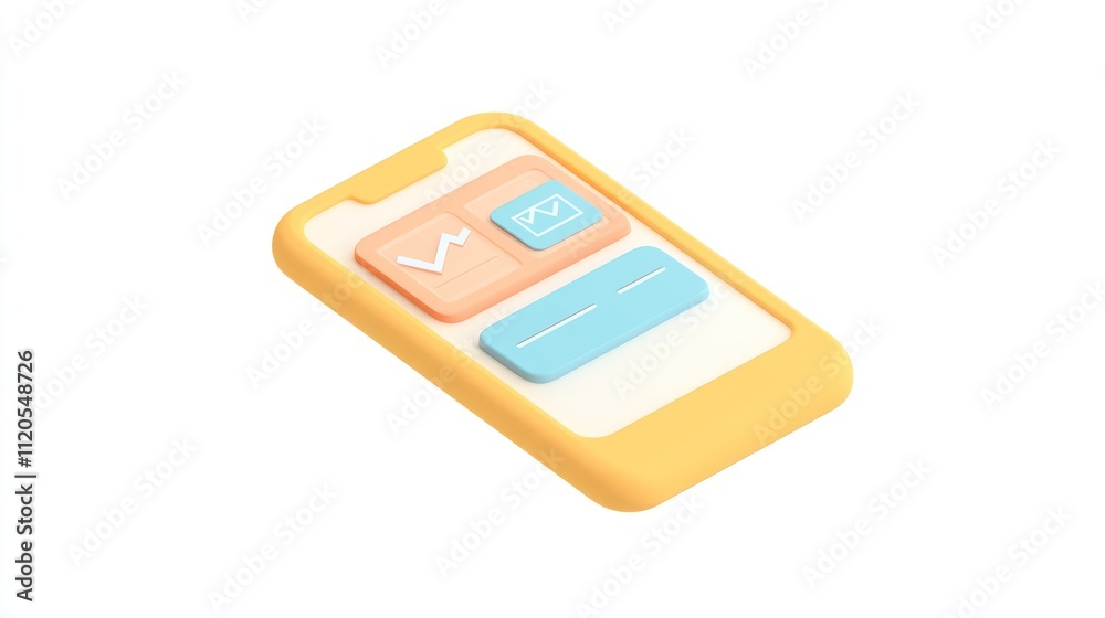 Poster isometric illustration of a mobile phone app interface
