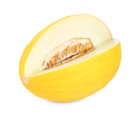 Cut fresh ripe melon isolated on white