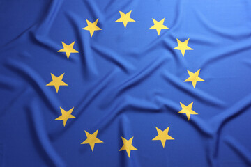 Flag of European Union as background, top view