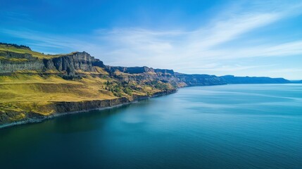 Fototapeta premium Dramatic Coastal Cliffs Meet Serene Blue Ocean Water