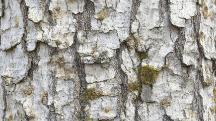 Obraz premium Seamless texture of birch tree bark with distinct patterns and moss. natural beauty of bark showcases intricate details and earthy tones, perfect for nature themed designs