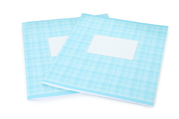 Two copybooks isolated on white. School stationery