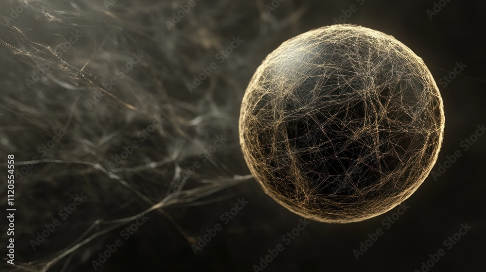 Poster Sphere Encased in Intricate Spiderweb Strands