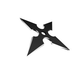 3D Illustration of a Ninja Shuriken –Realistic depiction of a traditional throwing star with sharp blades, metallic texture, and detailed design, perfect for digital art projects, graphics, and poster