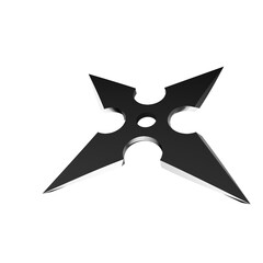 3D Illustration of a Ninja Shuriken –Realistic depiction of a traditional throwing star with sharp blades, metallic texture, and detailed design, perfect for digital art projects, graphics, and poster