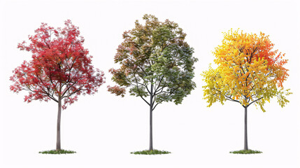 Obraz premium Freeman Maple Trees: Isolated on a white background, ideal for design, advertising, and architectural use.