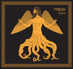 Vector illustration of a Greek mythological monster Typhon
