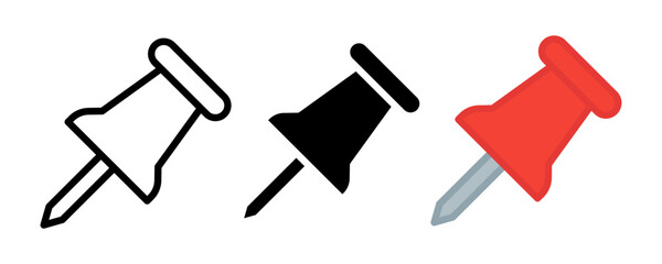 push pin flat icon on white background vector illustration