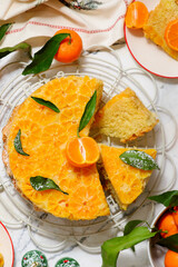 Tangerine upside-down cake.selective focus