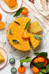Tangerine upside-down cake.selective focus