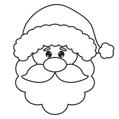 Christmas Santa Claus  face coloring page vector cartoon illustration
