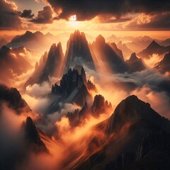 Sunbeams Piercing the Clouds