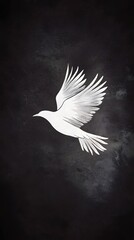 Fototapeta premium Minimalist Stencil Art of a Delicate Bird in Flight on Dark Background