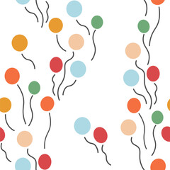 Seamless pattern with air balloons in doodle style in vector. Element for decoration postcards poster print background backdrop wrapping wallpaper banner