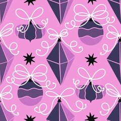 Christmas tree balls seamless winter toys pattern for wrapping paper and fabric