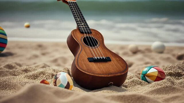 beach ukulele guitar music musical maui ocean sand hawaiian scene melody string nobody peace sound break traditional season relax outdoors hobby acoustic sea turquoise instrument