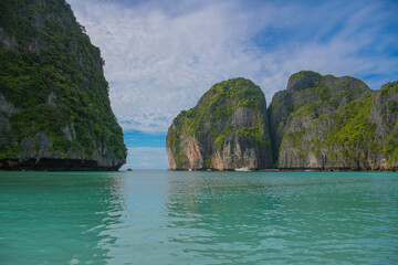 Maya bay with turqoise water in Phi phi islands Krabi Thailand