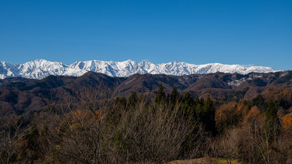 小川村から見る北アルプスの山並み　長野県小川村