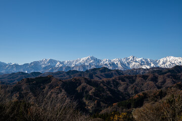 Naklejka premium 小川村から見る北アルプスの山並み 長野県小川村