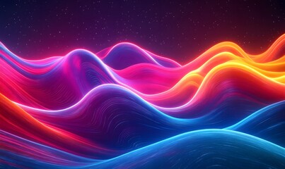 Abstract neon wavy lines dynamically shifting and blending into each other