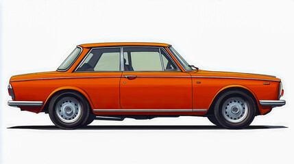Fototapeta premium Vintage orange classic car side view - retro automobile design