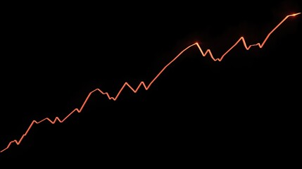 Upward trending glowing line graph on black background.