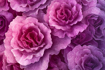 Vibrant purple roses in full bloom with detailed petal texture