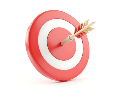 red and white target with arrow 3d icon isolated on transparent background cutout ia