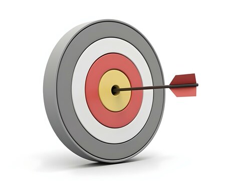 red and white target with arrow 3d icon isolated on transparent background cutout ia