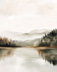 Fototapeta premium Vintage landscape art painting, wall art, design, realistic, textured painting