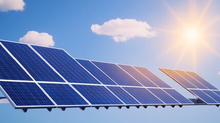 Solar panels harnessing sunlight for renewable energy production.