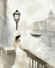 Vintage landscape art painting, wall art, design, realistic, textured painting