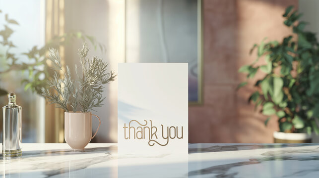 Everyday Thank You note card with gold text positioned at the bottom of the card ready for you to personalize with your custom message in an image editor. DIY Express gratitude appreciation your way