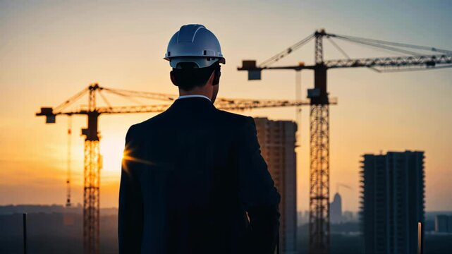 Experienced Engineering Project Manager supervising highrise construction on site to ensure efficient and successful completion.