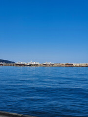 Fototapeta premium View of the sea and nature - a stunning landscape for your beautiful covers and interiors, notepads and banners