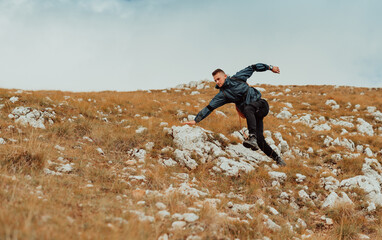 A male hiker hiking trail mountain, adventure sports outdoor.