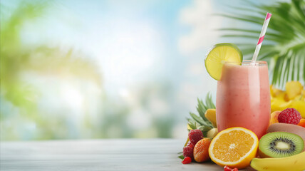 Fototapeta premium Tropical Fruit Smoothie with Assorted Fruits