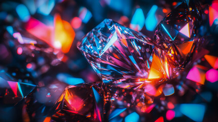 Vibrant multicolored gemstones: prismatic light and colorful reflections