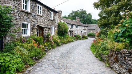 Obraz premium Charming cobblestone streets in historic towns, showcasing picturesque architecture and atmosphere