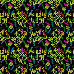 Birthday party candy seamless pattern for wrapping paper and fabrics