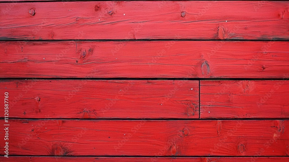 Poster Deep crimson wooden planks reveal their rustic charm, with weathered textures and grains creating an inviting atmosphere. This backdrop brings warmth and character to any design or project