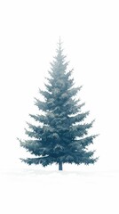 Christmas tree on a pure white background, minimalist phone wallpaper