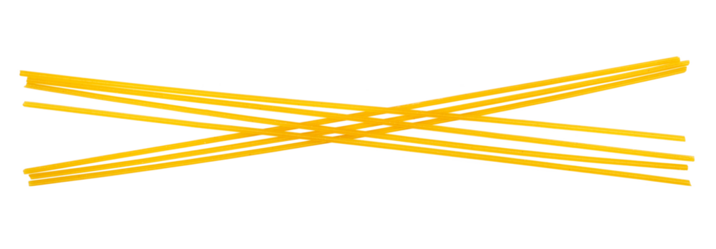 Integral spaghetti, yellow pasta isolated on white, clipping