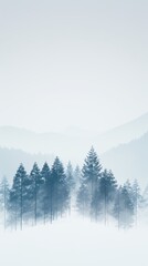 Snowy mountain landscape with trees silhouette, winter phone wallpaper