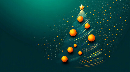 Fototapeta premium Abstract christmas tree with ornaments on a green background